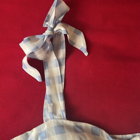 Crop Top, Rabbit 🐇 rose, Size M, Boho Top, Blue and white with gathered back. - Picture 3 of 9